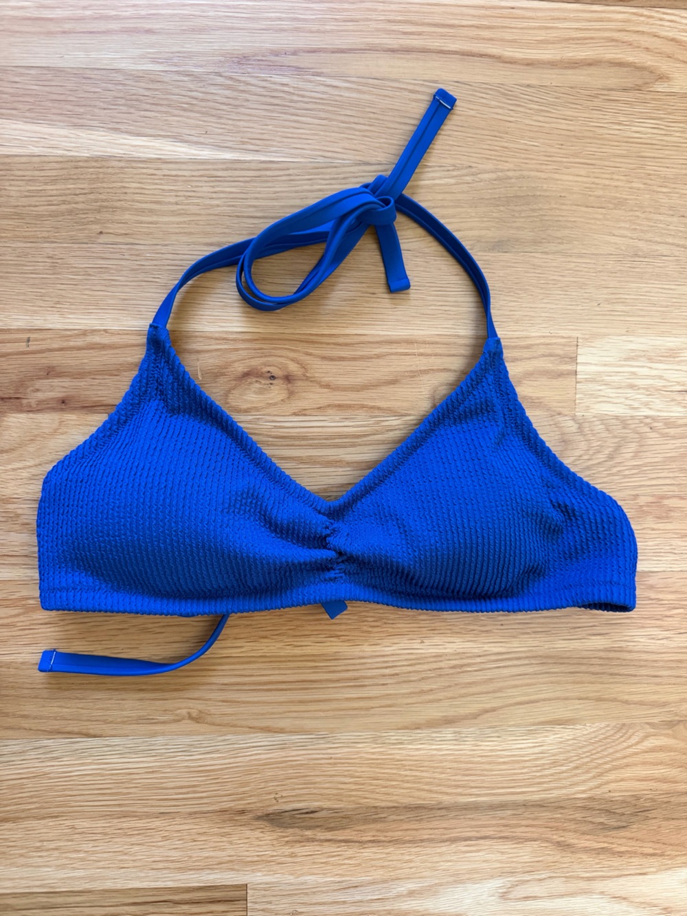 NWOT Aerie REAL GOOD Cobalt Blue Textured Bikini Top XL UPF 50